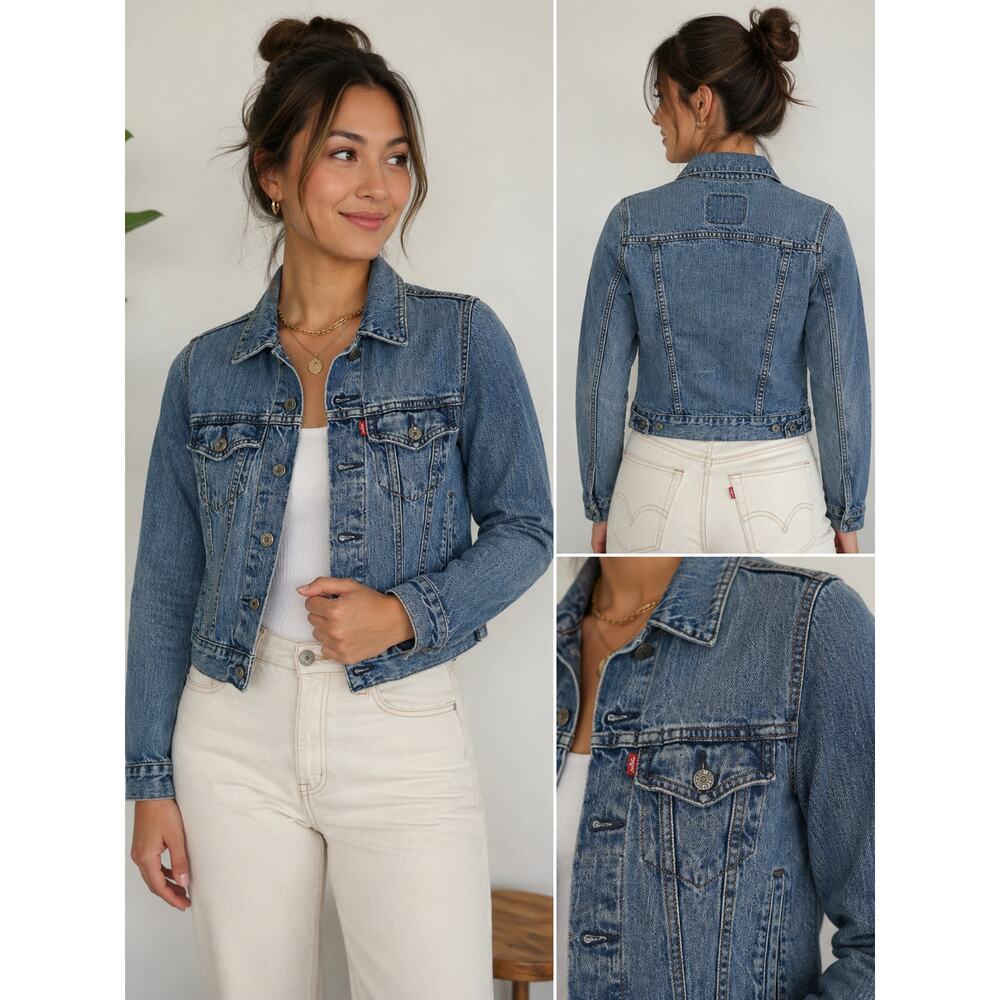 Vintage Levi’s Denim Trucker Jacket Juniors S Petite Fitted Jean Jacket